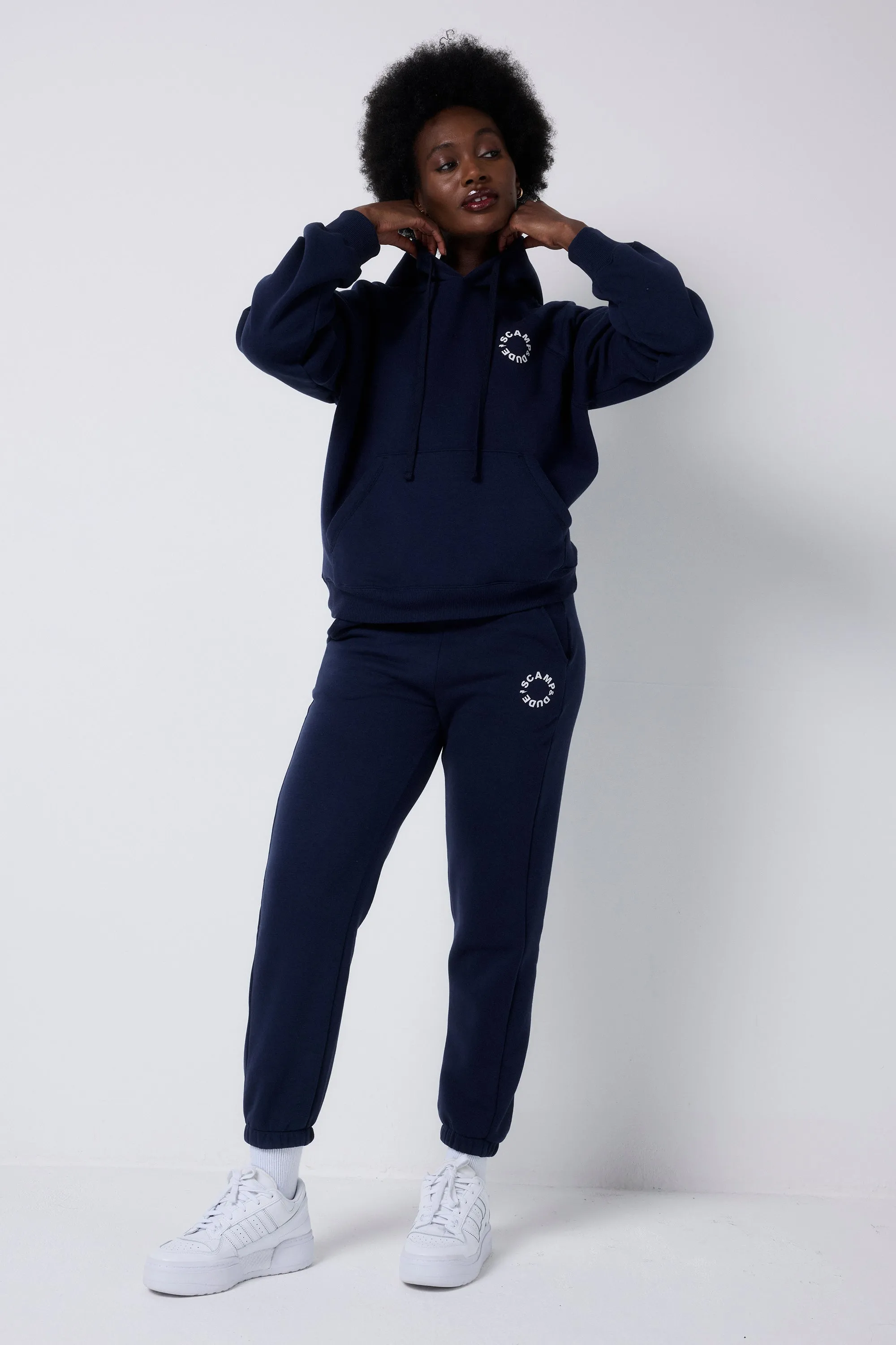 Navy Scamp & Dude Logo Relaxed Hoodie