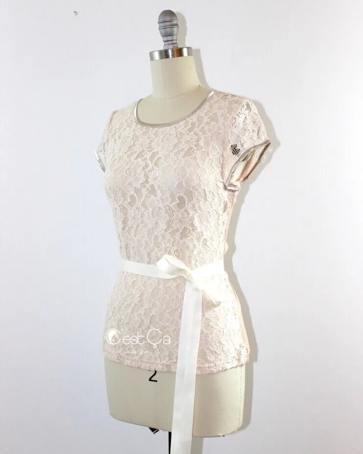 Nelly Beige Lace Top
