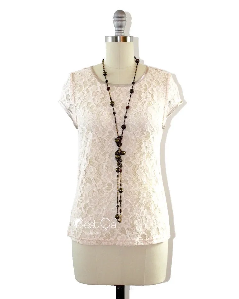 Nelly Beige Lace Top