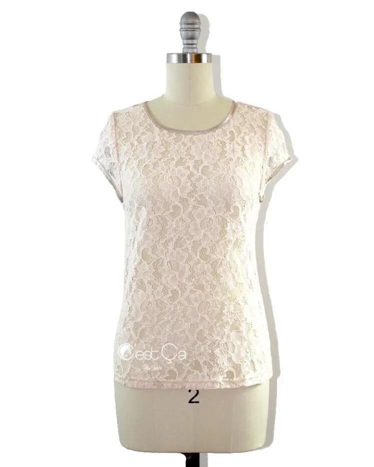 Nelly Beige Lace Top