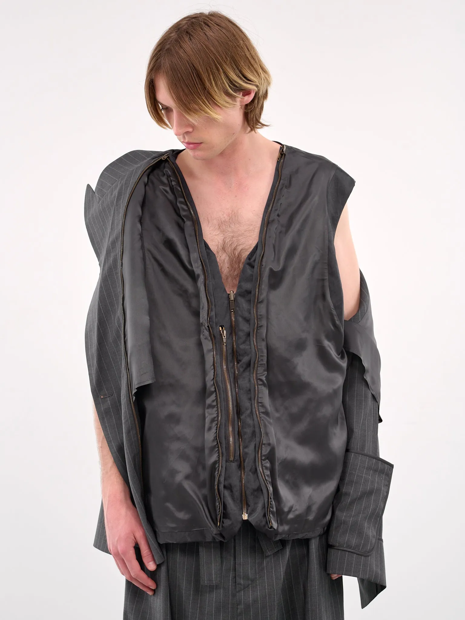 Peaked Lapel Sleeveless Blazer (HMMA15019C-DARK-GREY)
