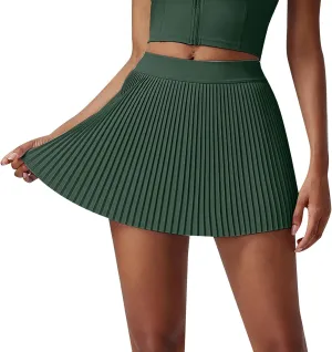 Plus Size Skirt for Sports High Elastic Waist Trendy A-Line Pleated Casual Athletic Yoga Skirts with Pockets Shorts