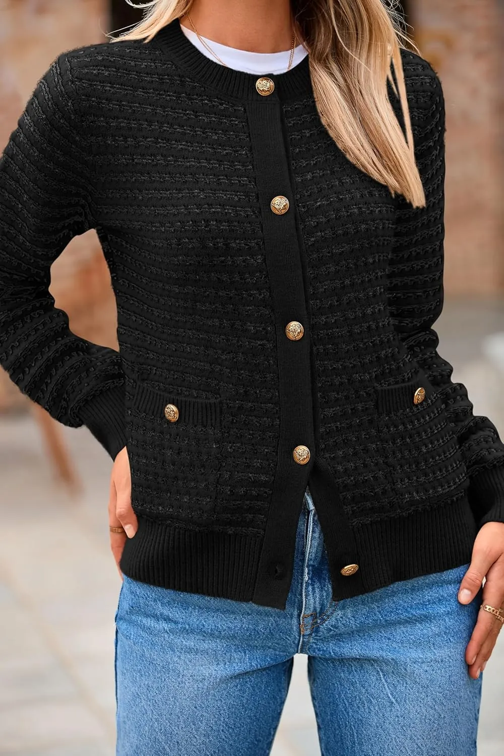 PRETTYGARDEN Women's Cardigan Sweaters 2025 Spring Long Sleeve Button Down Open Front Chunky Knitted Jackets Cute Outwear