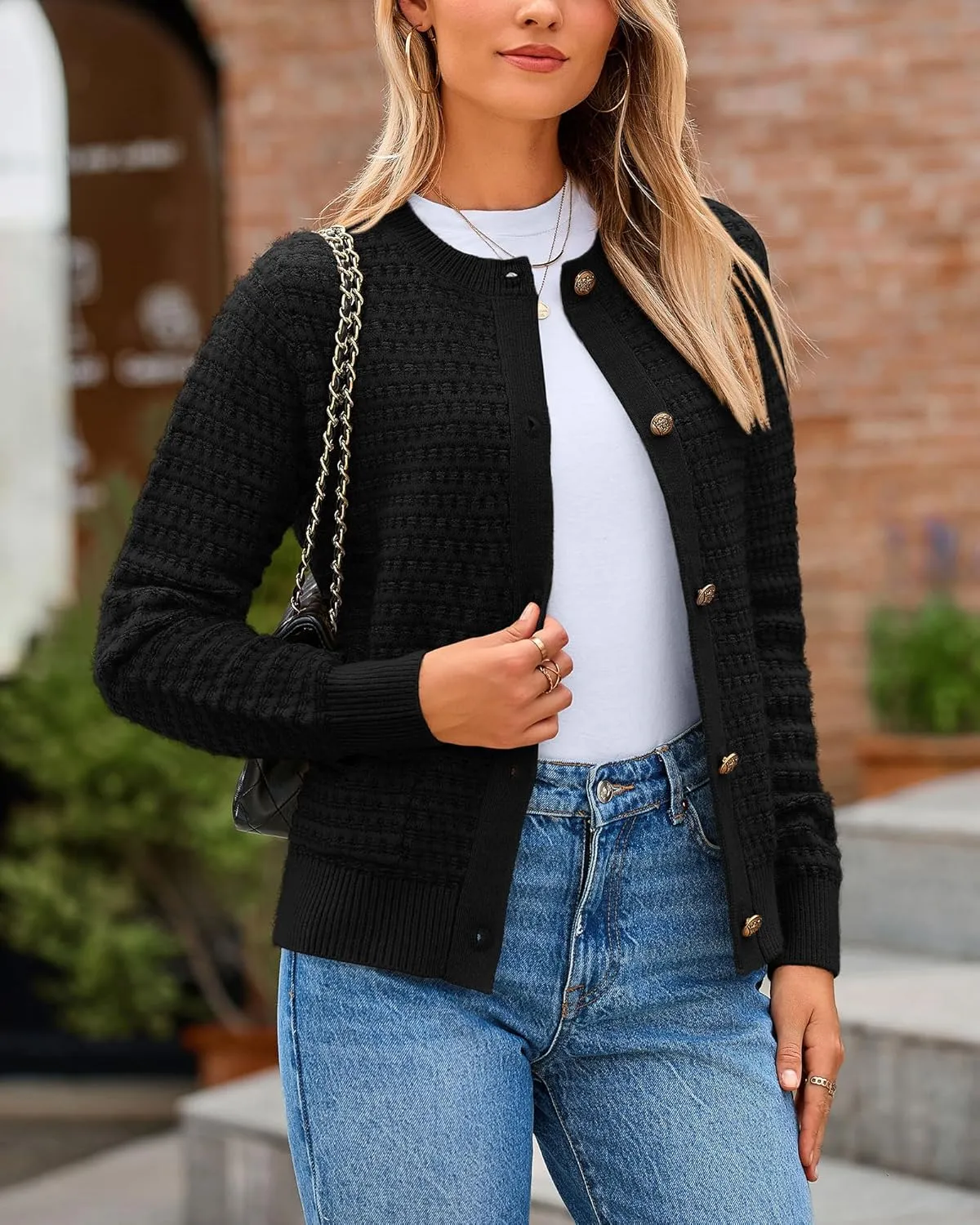 PRETTYGARDEN Women's Cardigan Sweaters 2025 Spring Long Sleeve Button Down Open Front Chunky Knitted Jackets Cute Outwear