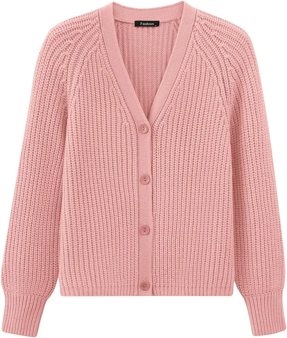 PRETTYGARDEN Womens Sweaters 2025 Long Sleeve Open Front Chunky Cardigan Sweaters for Women Dressy Short Cardigans