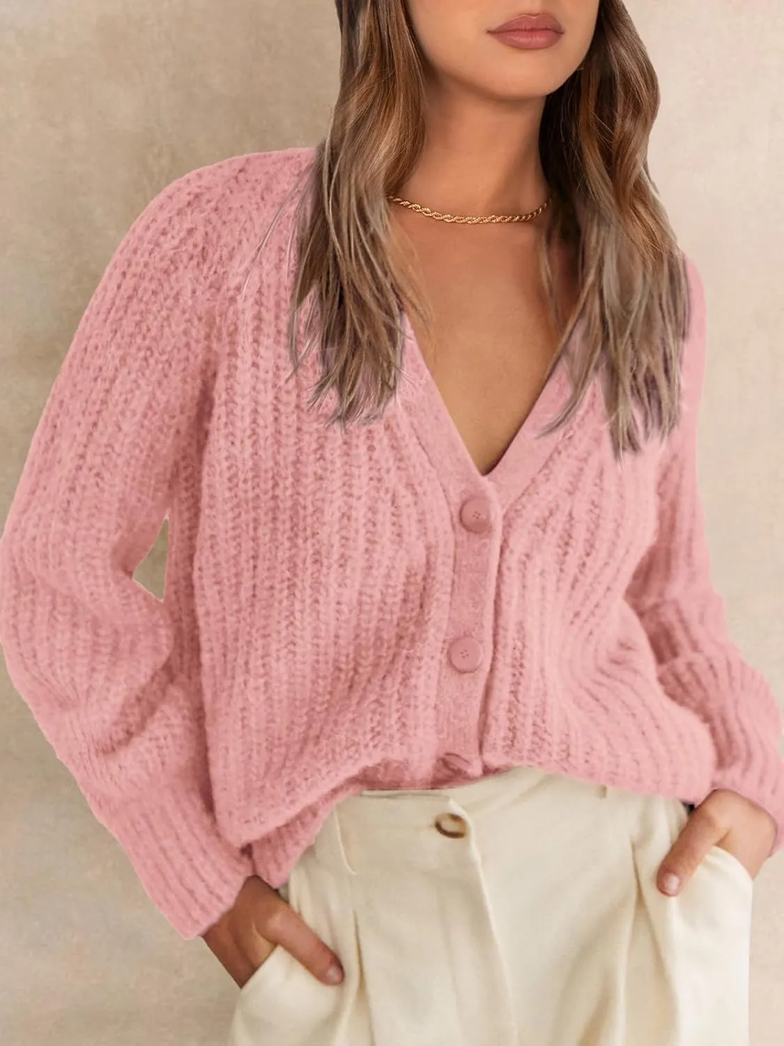 PRETTYGARDEN Womens Sweaters 2025 Long Sleeve Open Front Chunky Cardigan Sweaters for Women Dressy Short Cardigans