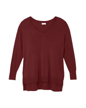 Robyn Long Sleeve High-Low Tunic | Burgundy