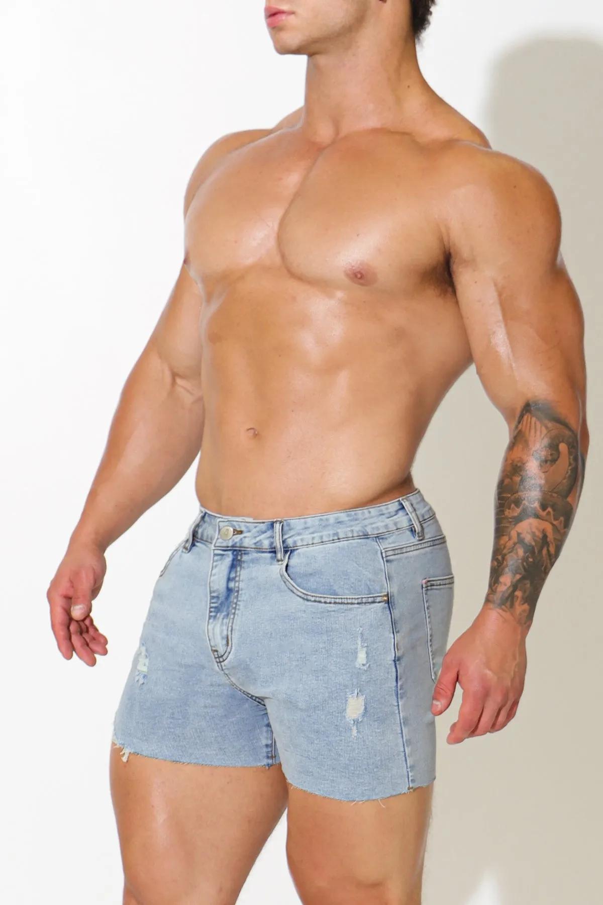 Rockstar Denim Raw Cut Short Shorts - Light Wash