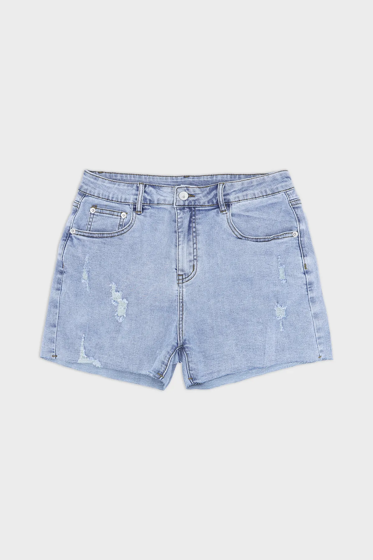 Rockstar Denim Raw Cut Short Shorts - Light Wash