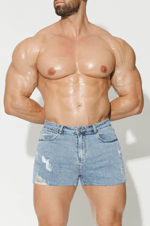 Rockstar Denim Raw Cut Short Shorts - Light Wash