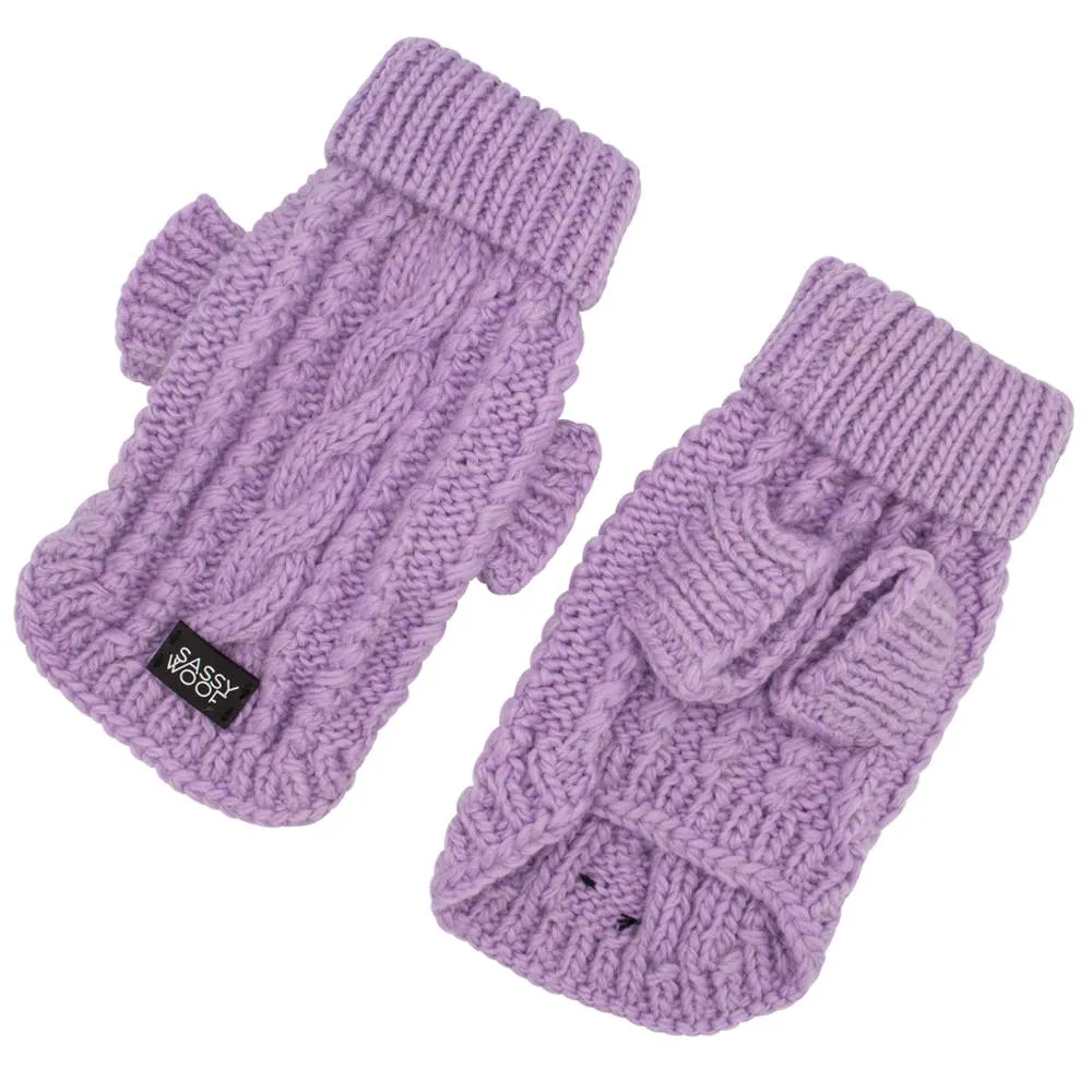 Sassy Woof Dog Cable Knit Sweater Lavender | Cozy Pet Sweater | Knit Dog Sweater