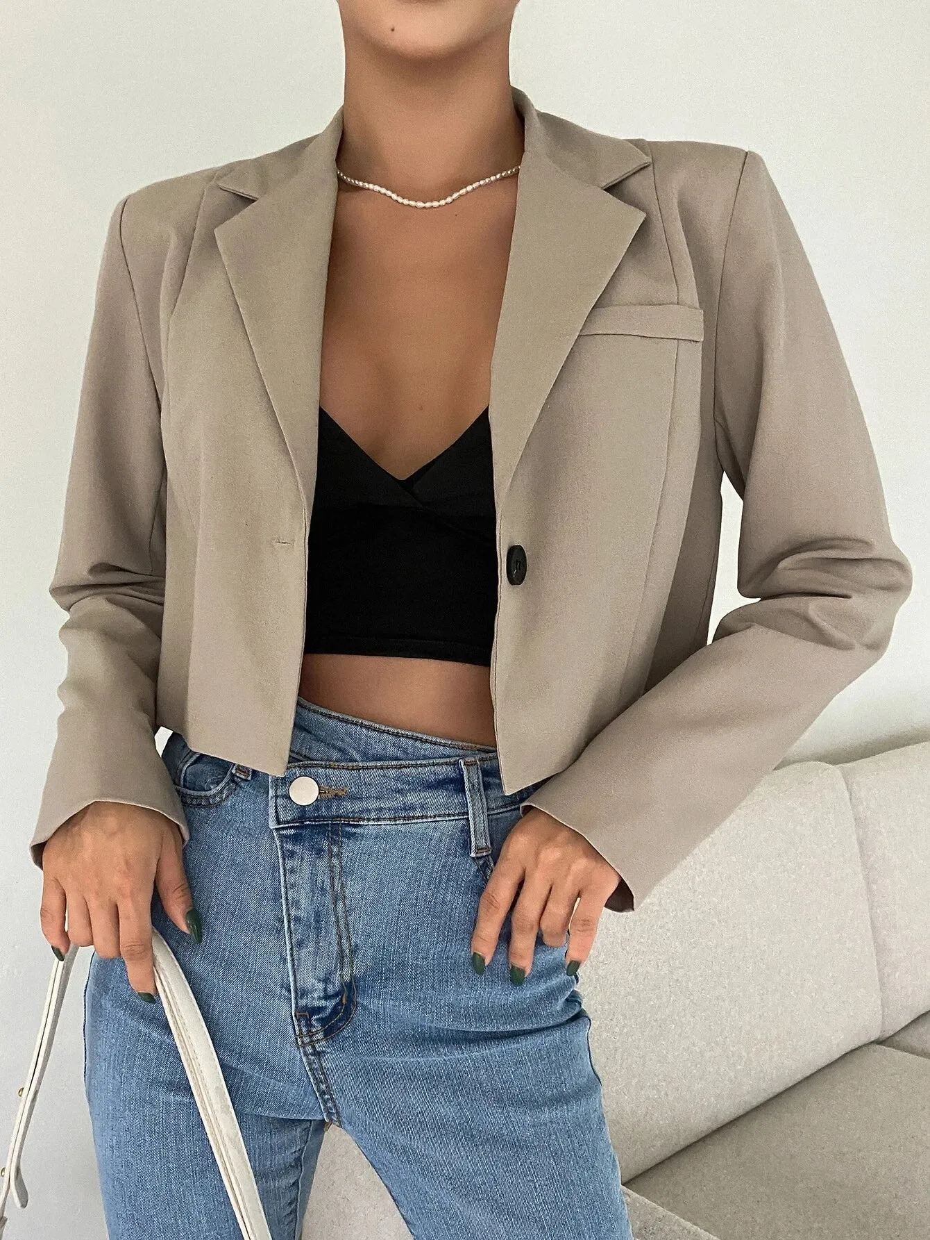SHEIN DAZY Single Button Crop Blazer