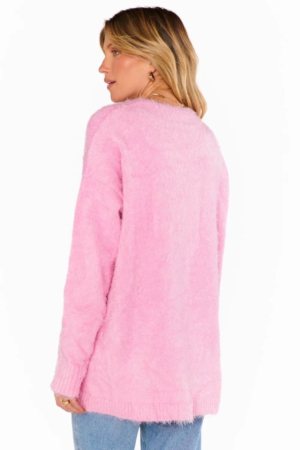 Show Me Your Mumu Bonfire Sweater in Pink Fuzzy Knit
