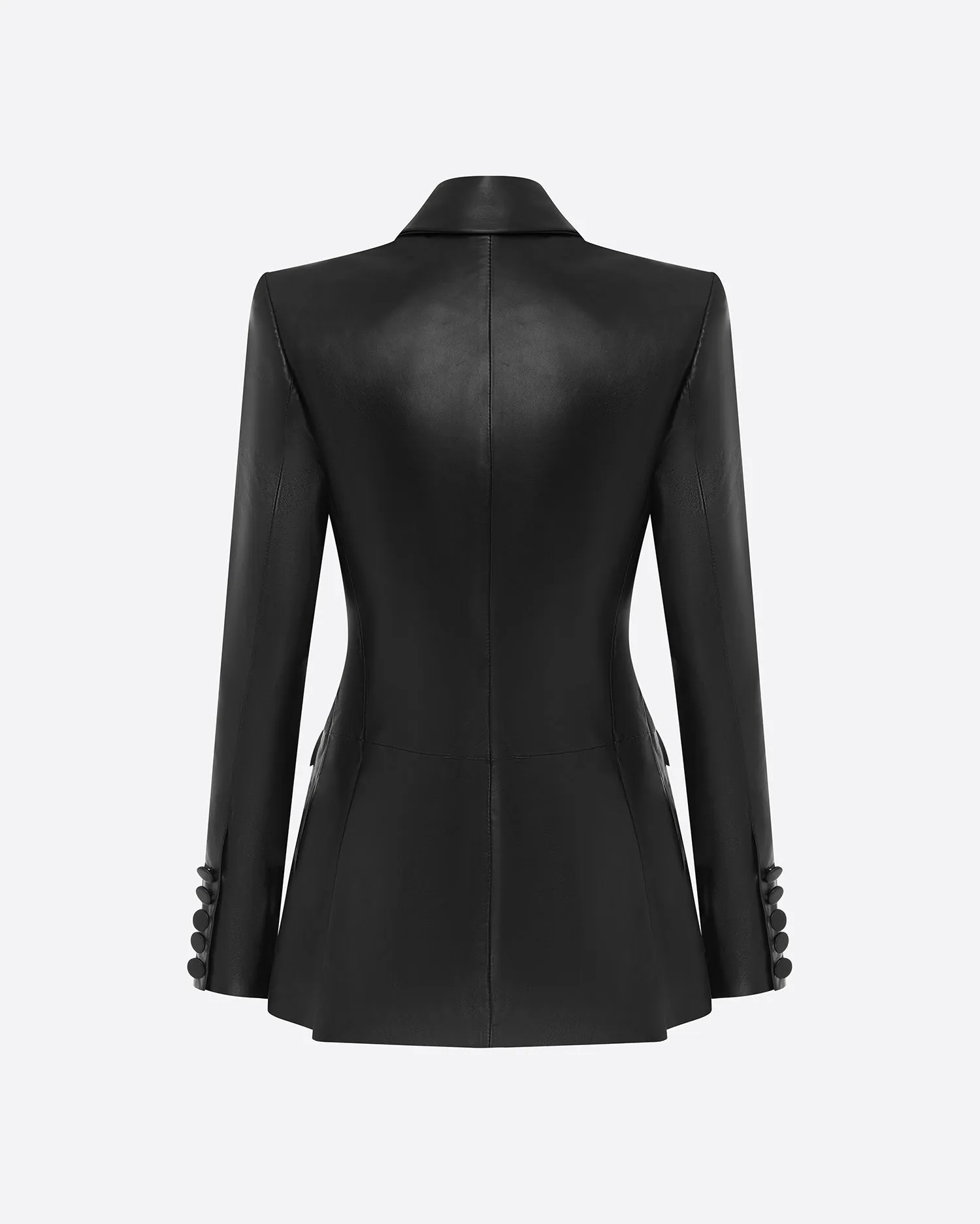 Single Breasted Fitted Blazer in Leather