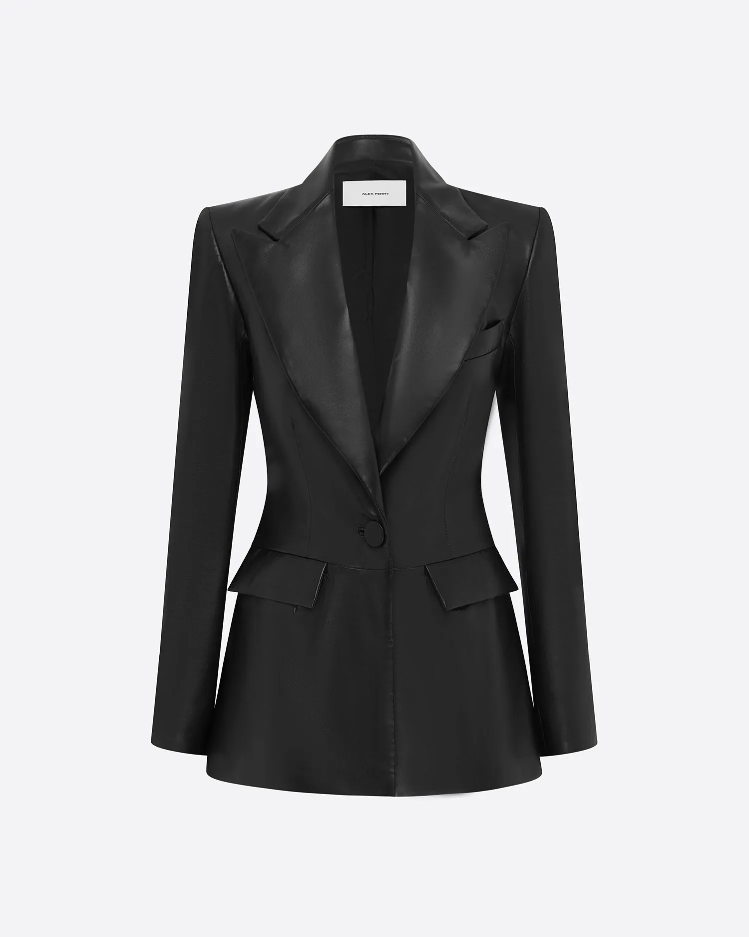 Single Breasted Fitted Blazer in Leather