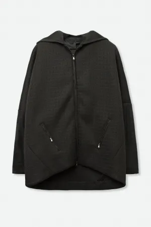 SONIA SPECIALE HOODED LEATHER TRIM JACKET