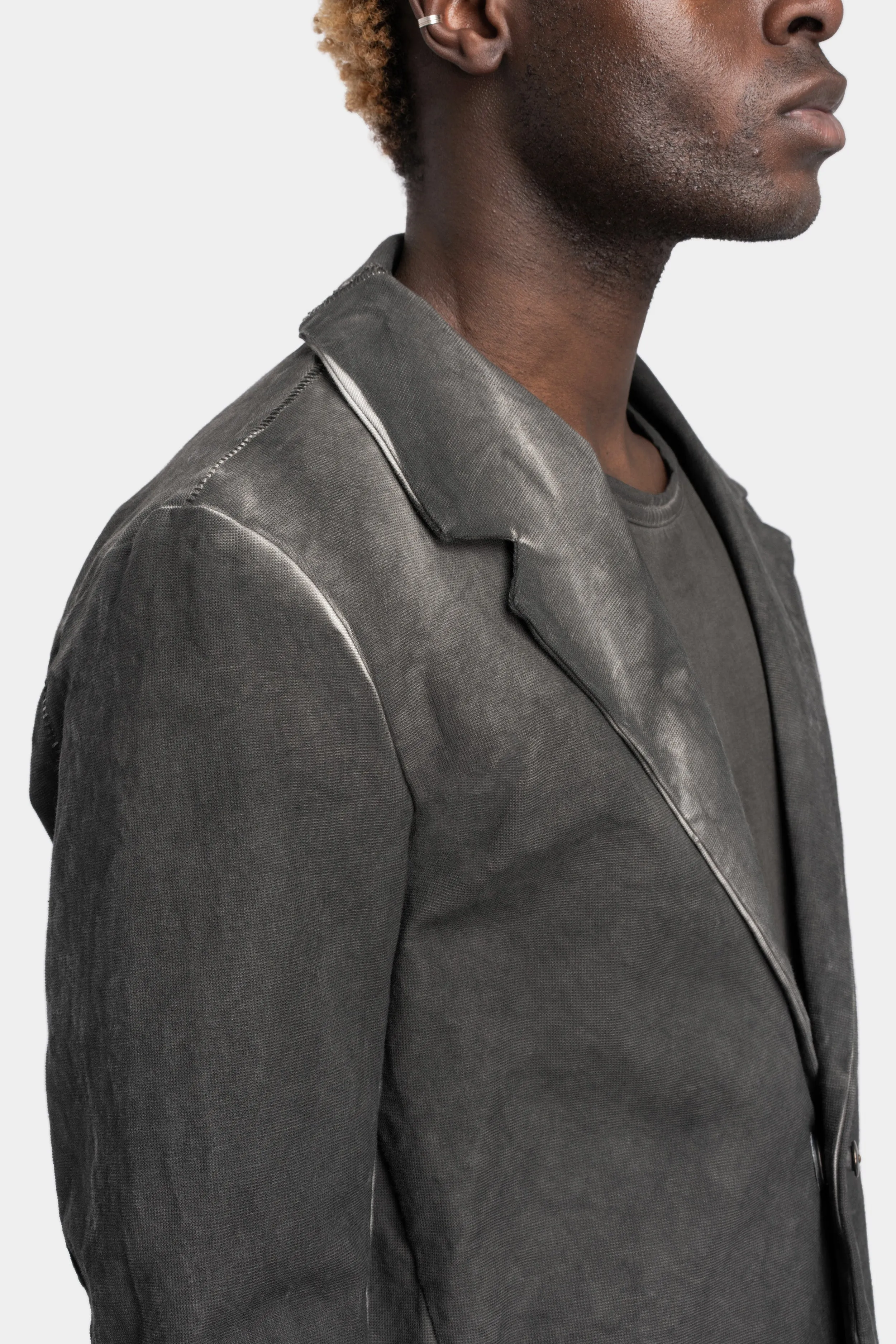 Structured cotton blazer, Cold dyed grey