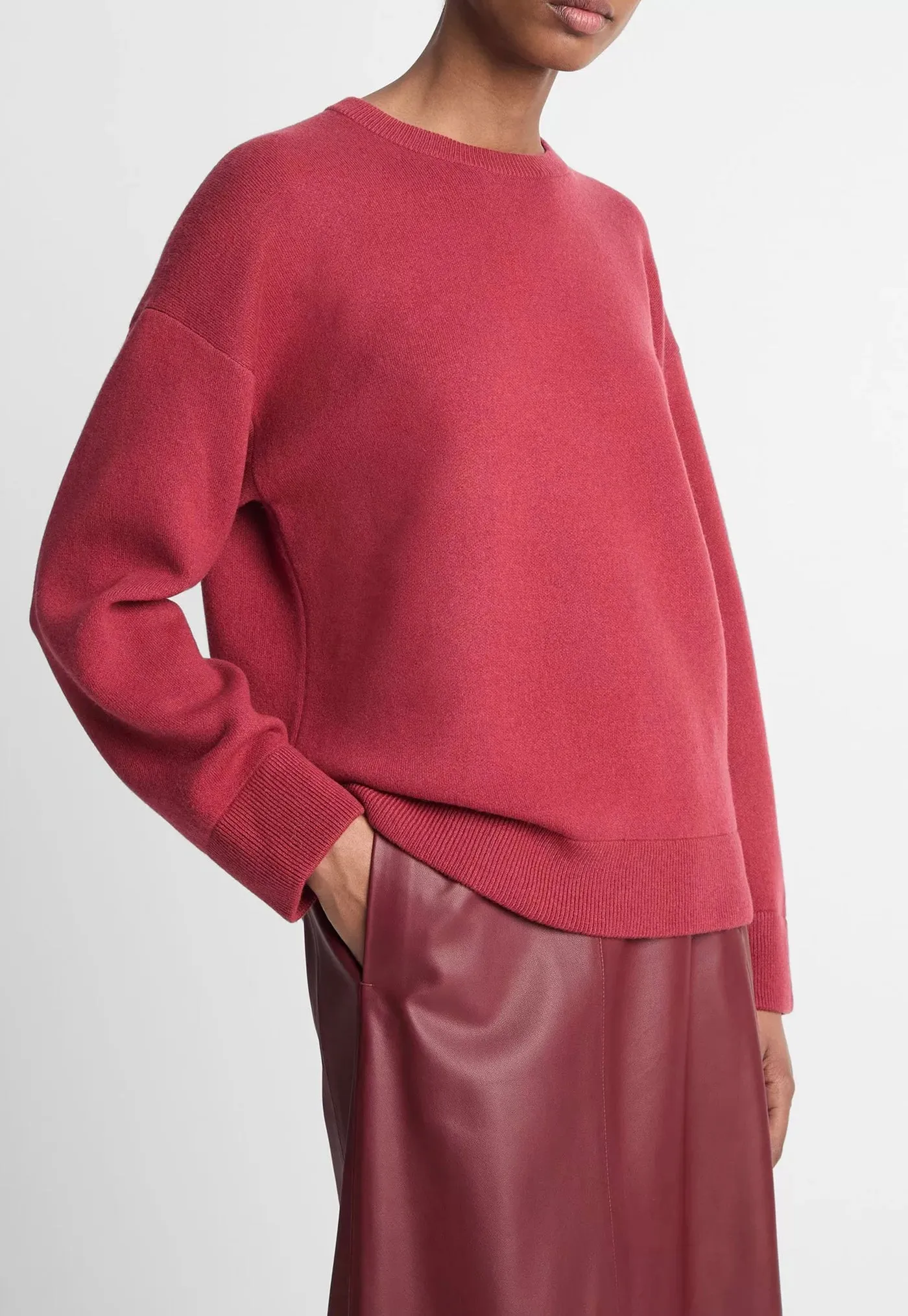Structured Crew Neck Pull Over - Raspberry