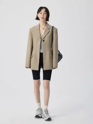 Structured Pocket Blazer in Khaki
