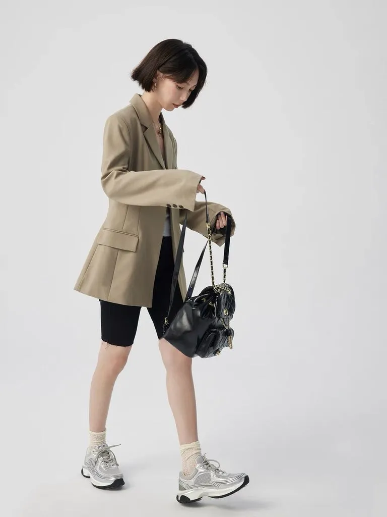 Structured Pocket Blazer in Khaki