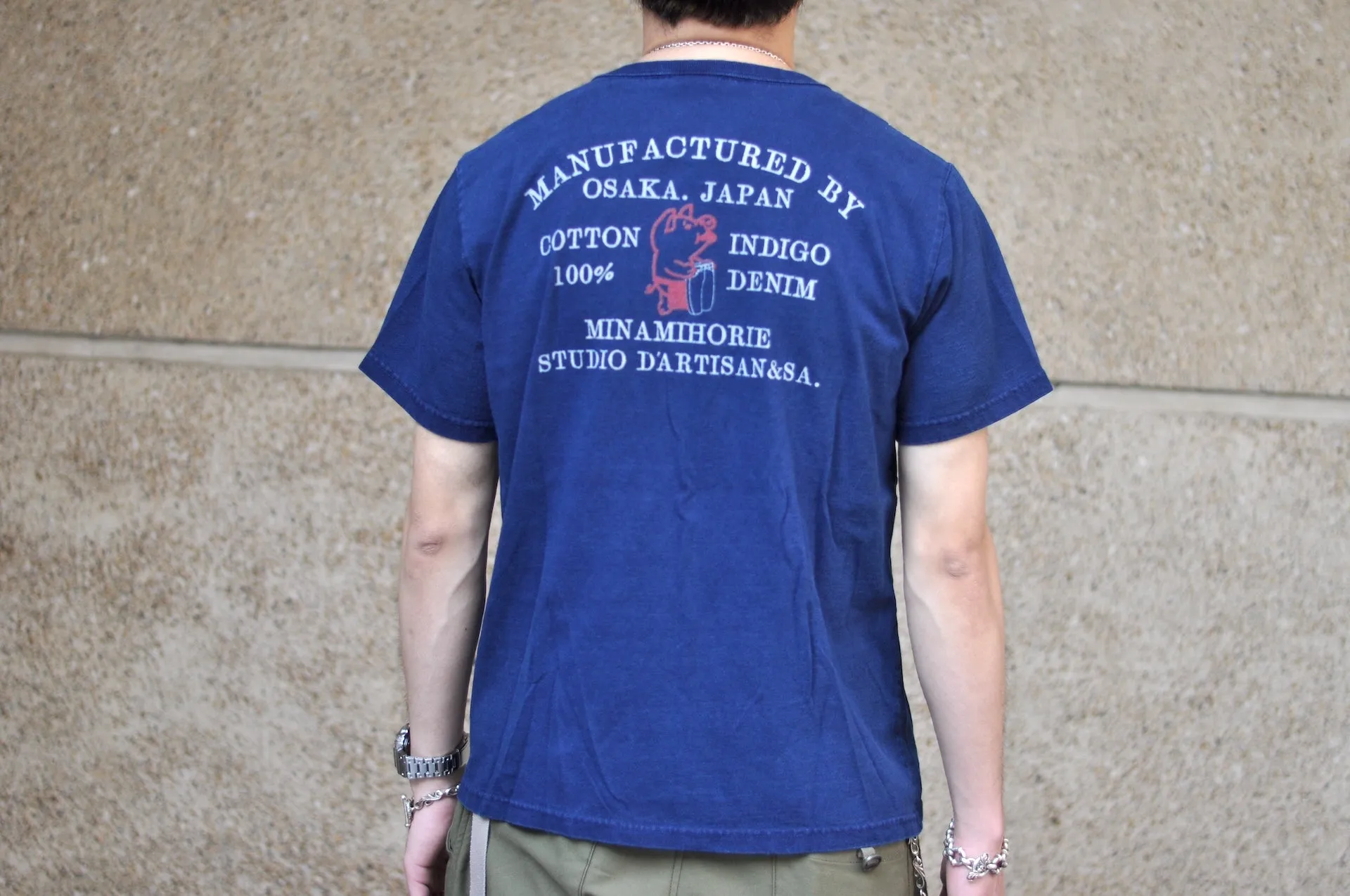 Studio D'Artisan 6oz "Denim Master" Natural Indigo Dyed Tee (Genuine Indigo)