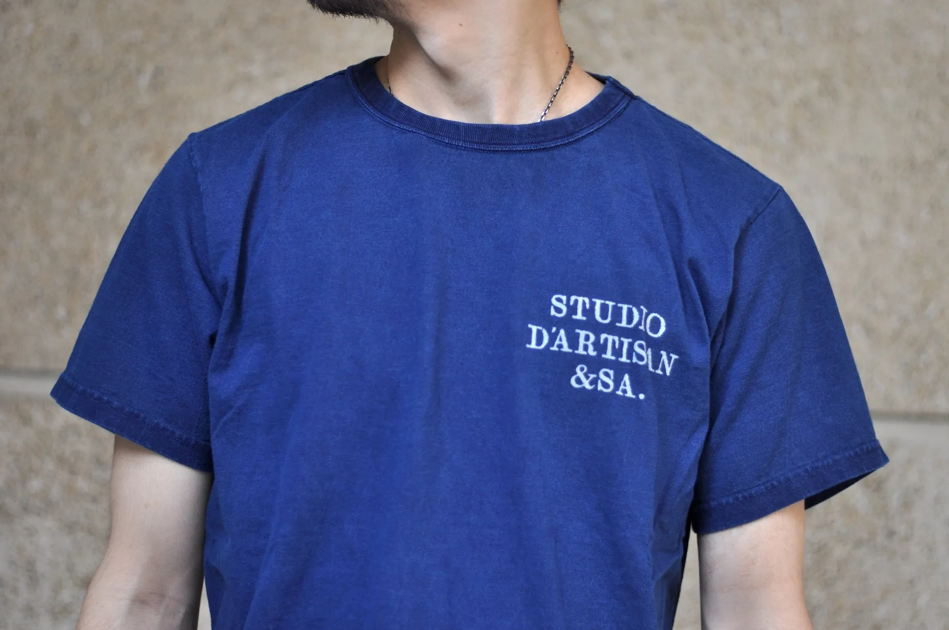 Studio D'Artisan 6oz "Denim Master" Natural Indigo Dyed Tee (Genuine Indigo)