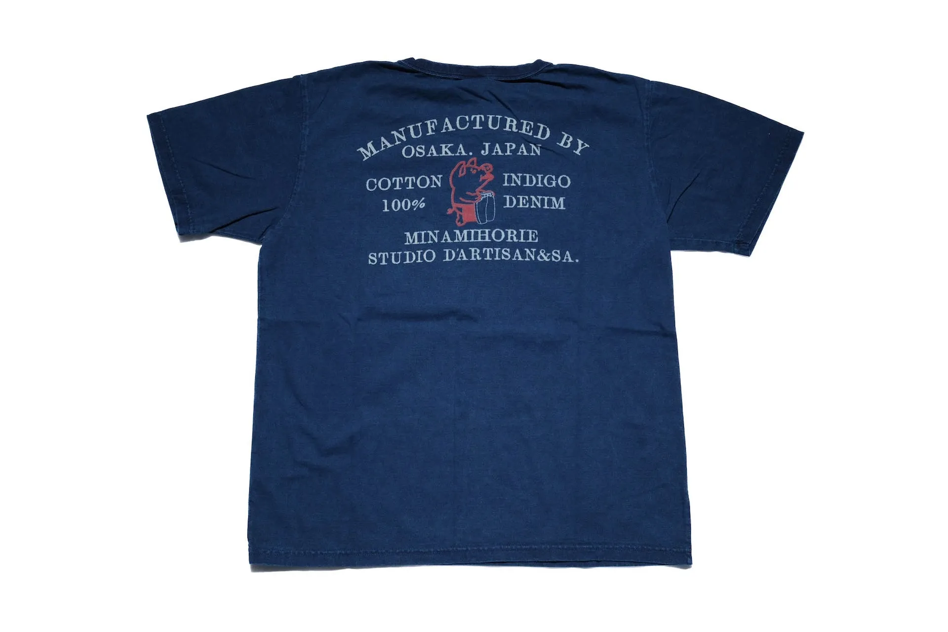 Studio D'Artisan 6oz "Denim Master" Natural Indigo Dyed Tee (Genuine Indigo)