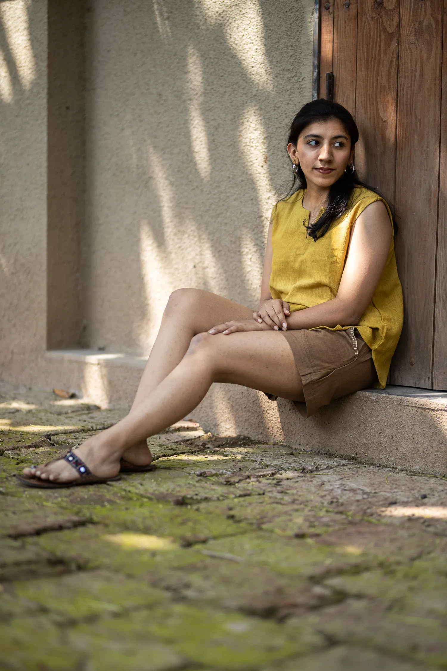 Studio Itiha Kala Cotton Canary Short Kurta For Women