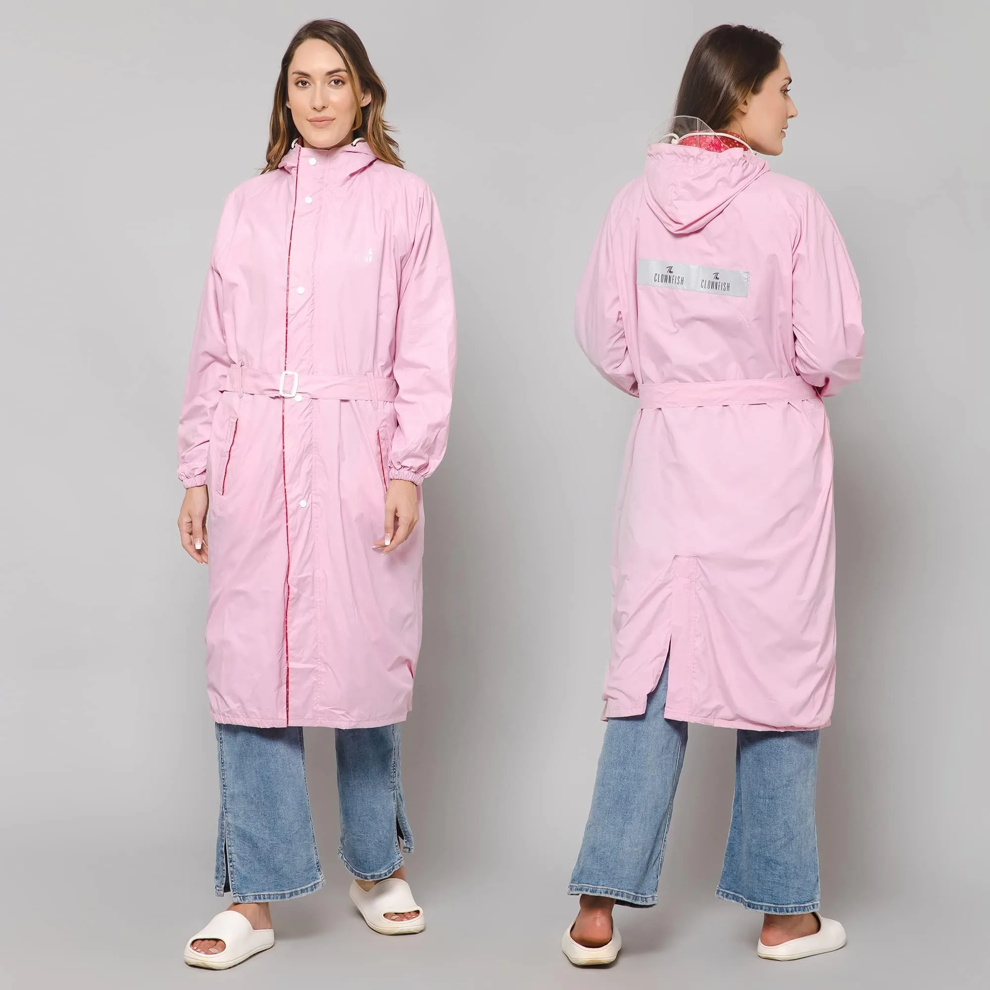 THE CLOWNFISH Raincoats for Women Raincoat for Ladies Waterproof Reversible Double Layer. Drizzle Diva Series (Turquiose Blue, Large)