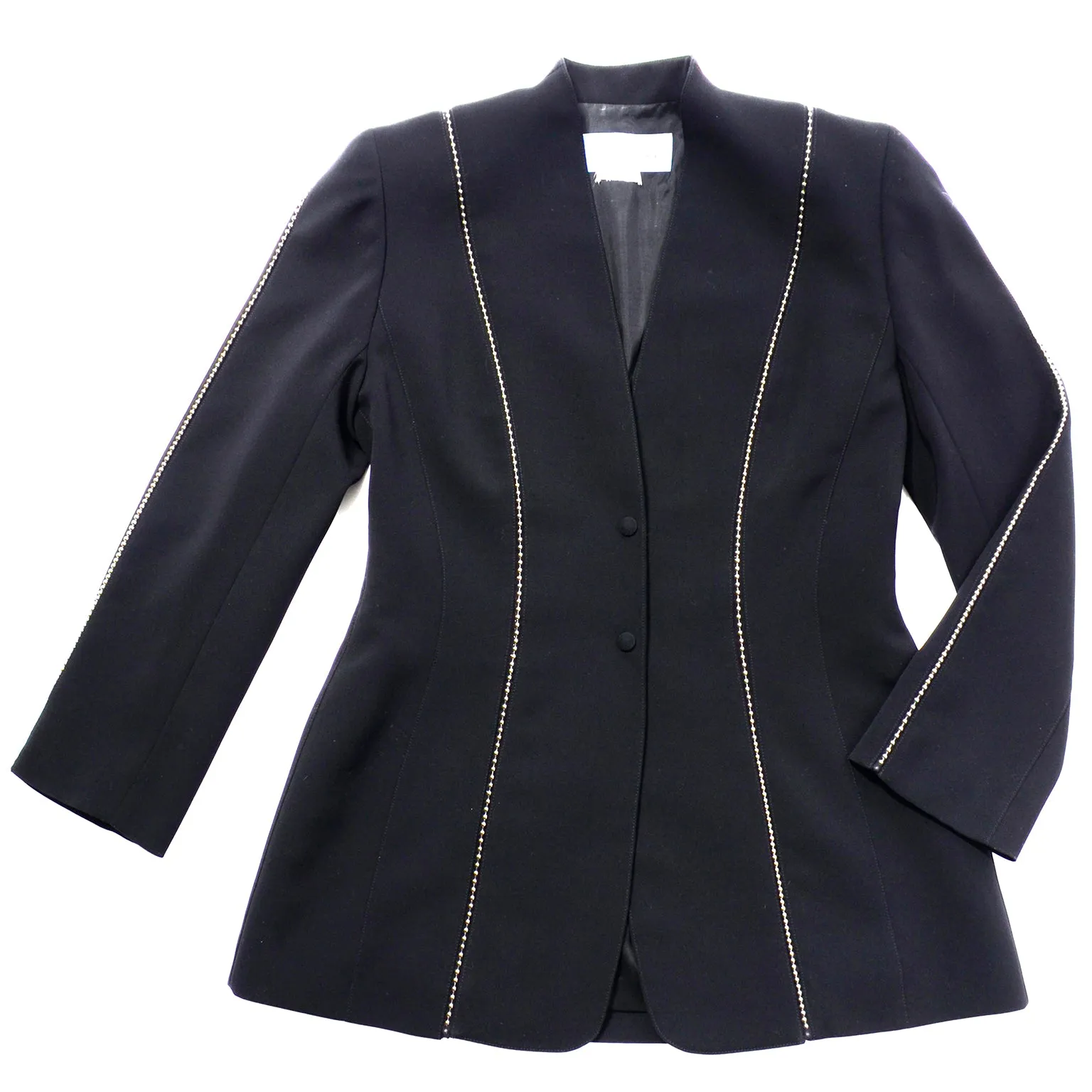 Thierry Mugler Vintage Black Blazer Jacket with Ball Chain Detail