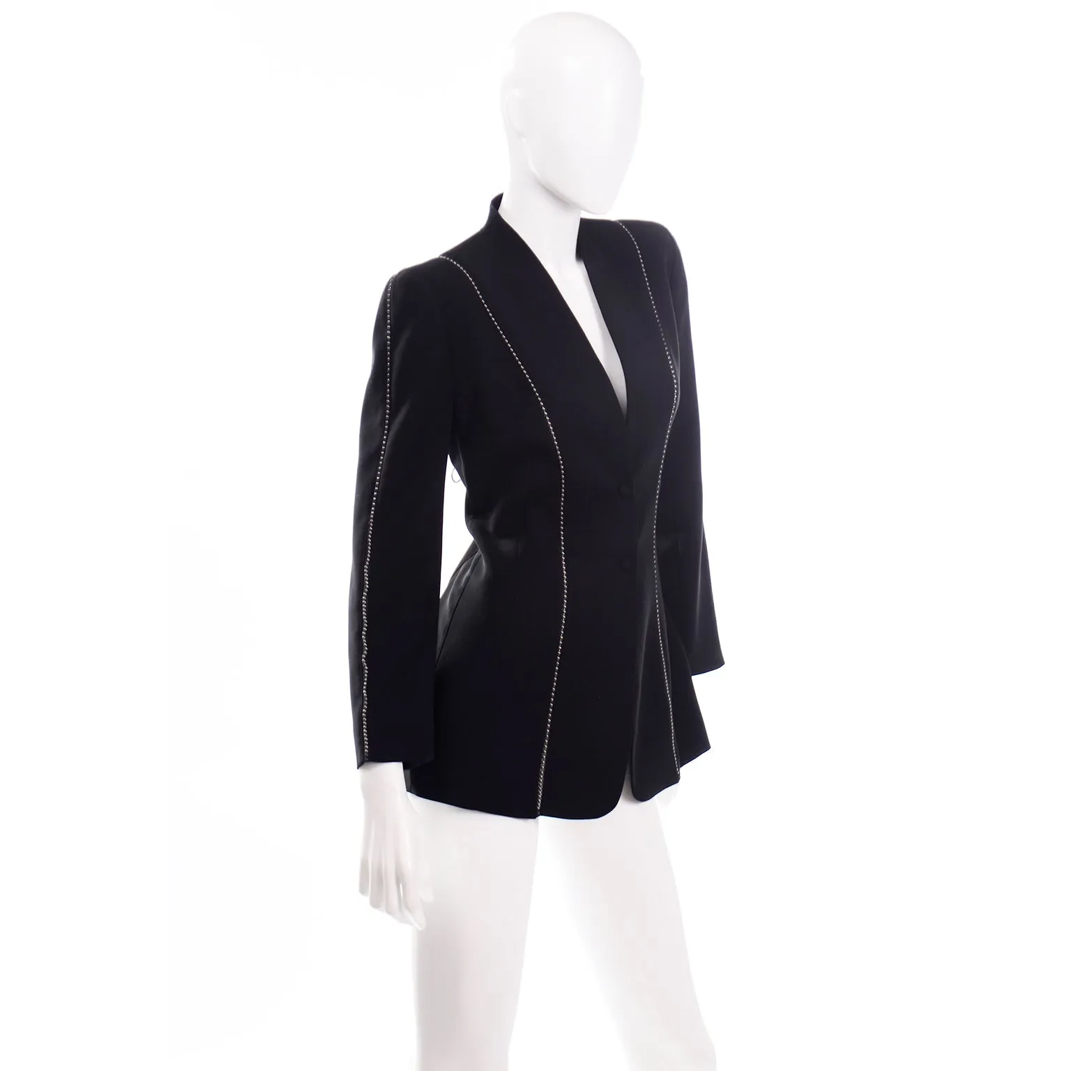 Thierry Mugler Vintage Black Blazer Jacket with Ball Chain Detail