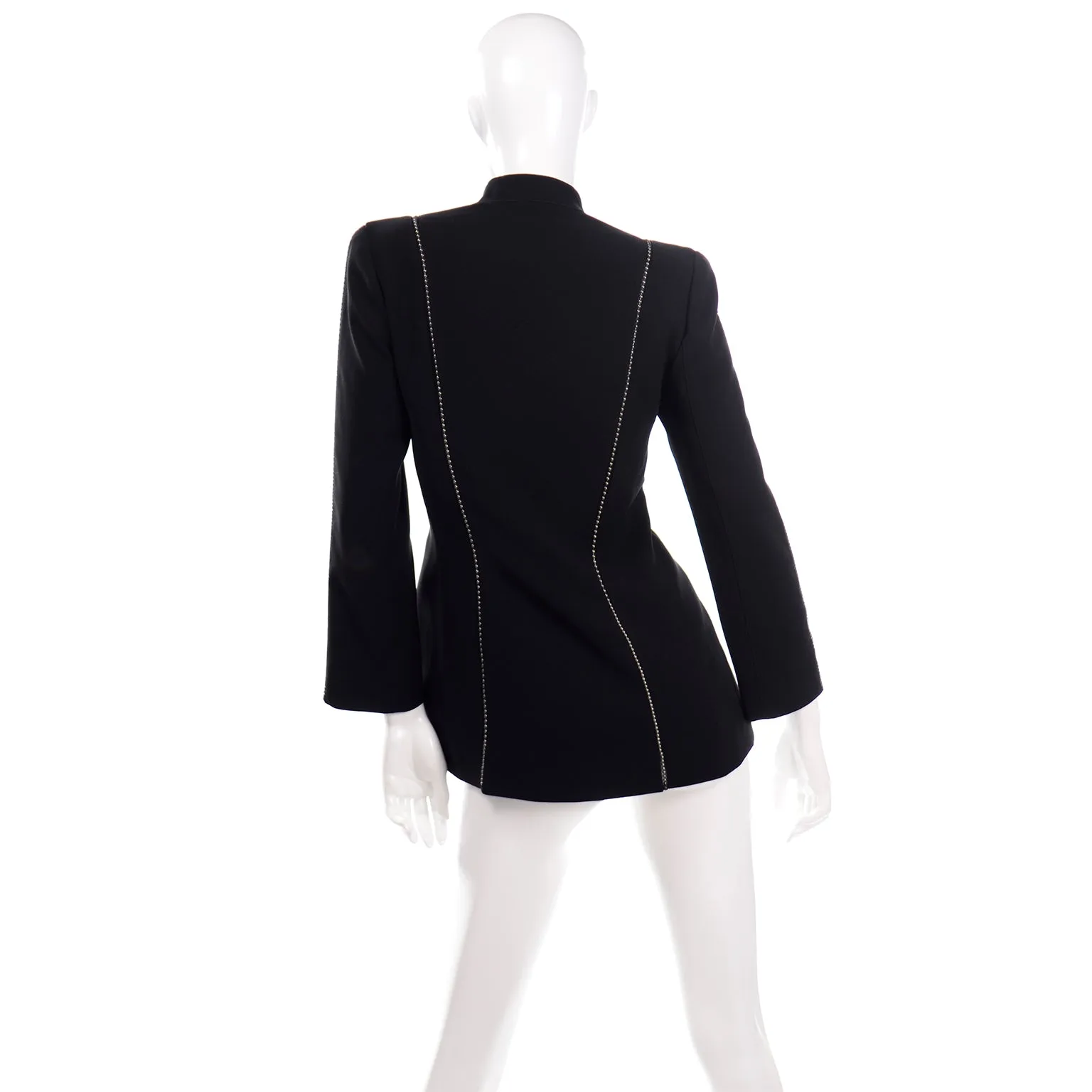 Thierry Mugler Vintage Black Blazer Jacket with Ball Chain Detail