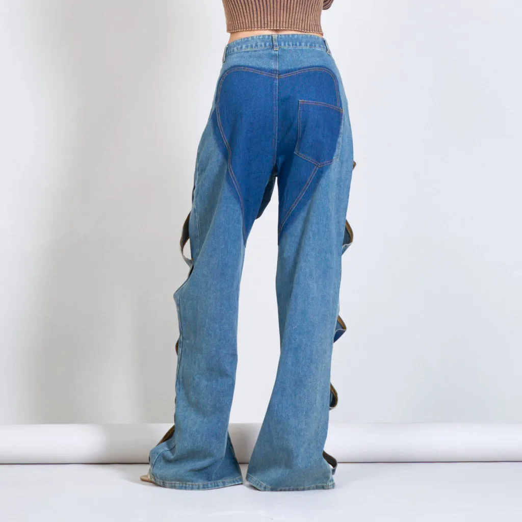 Twisted chic cutout denim jeans wholesale