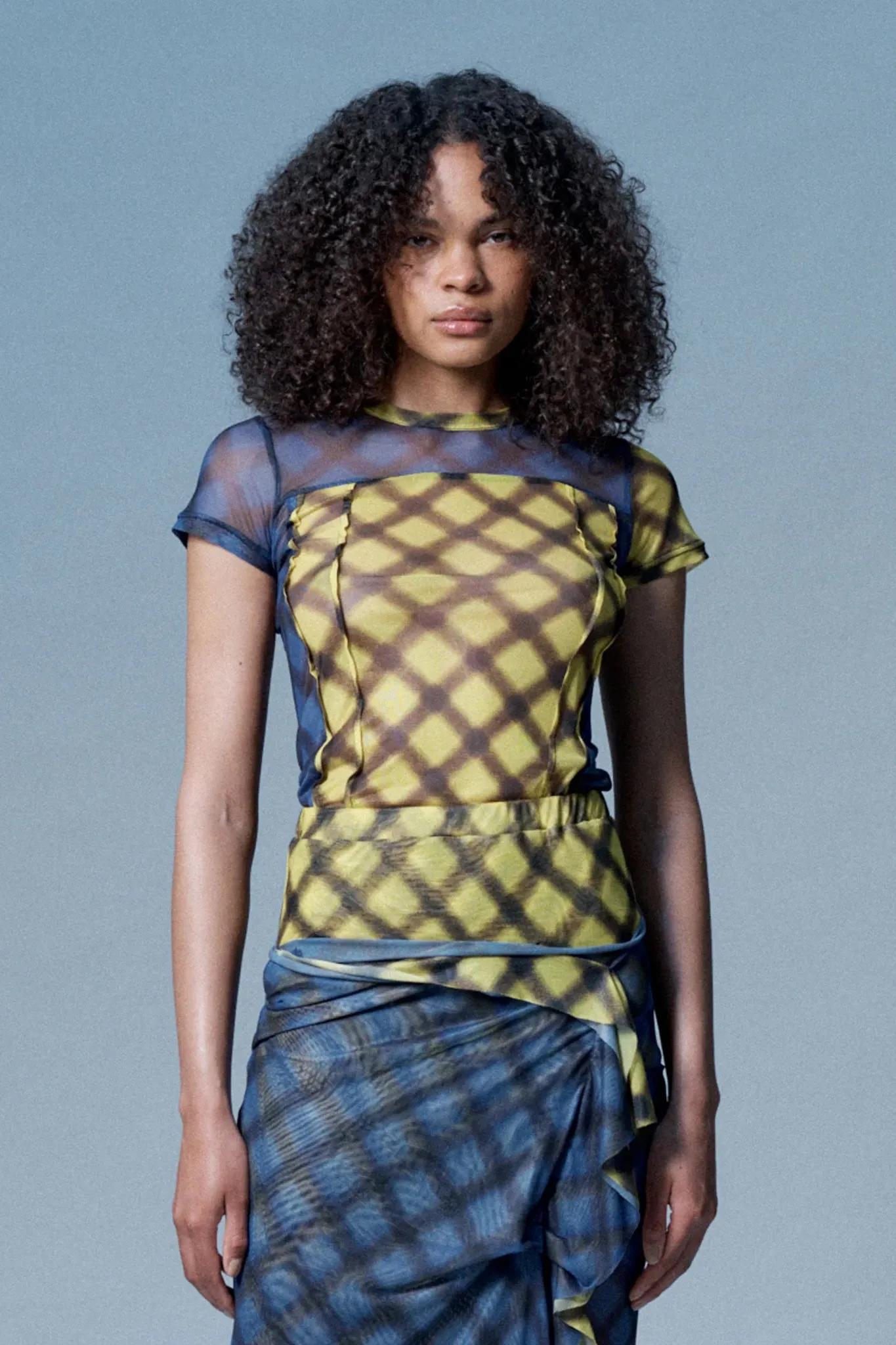 Verner Criss Cross Tee // Blue & Yellow