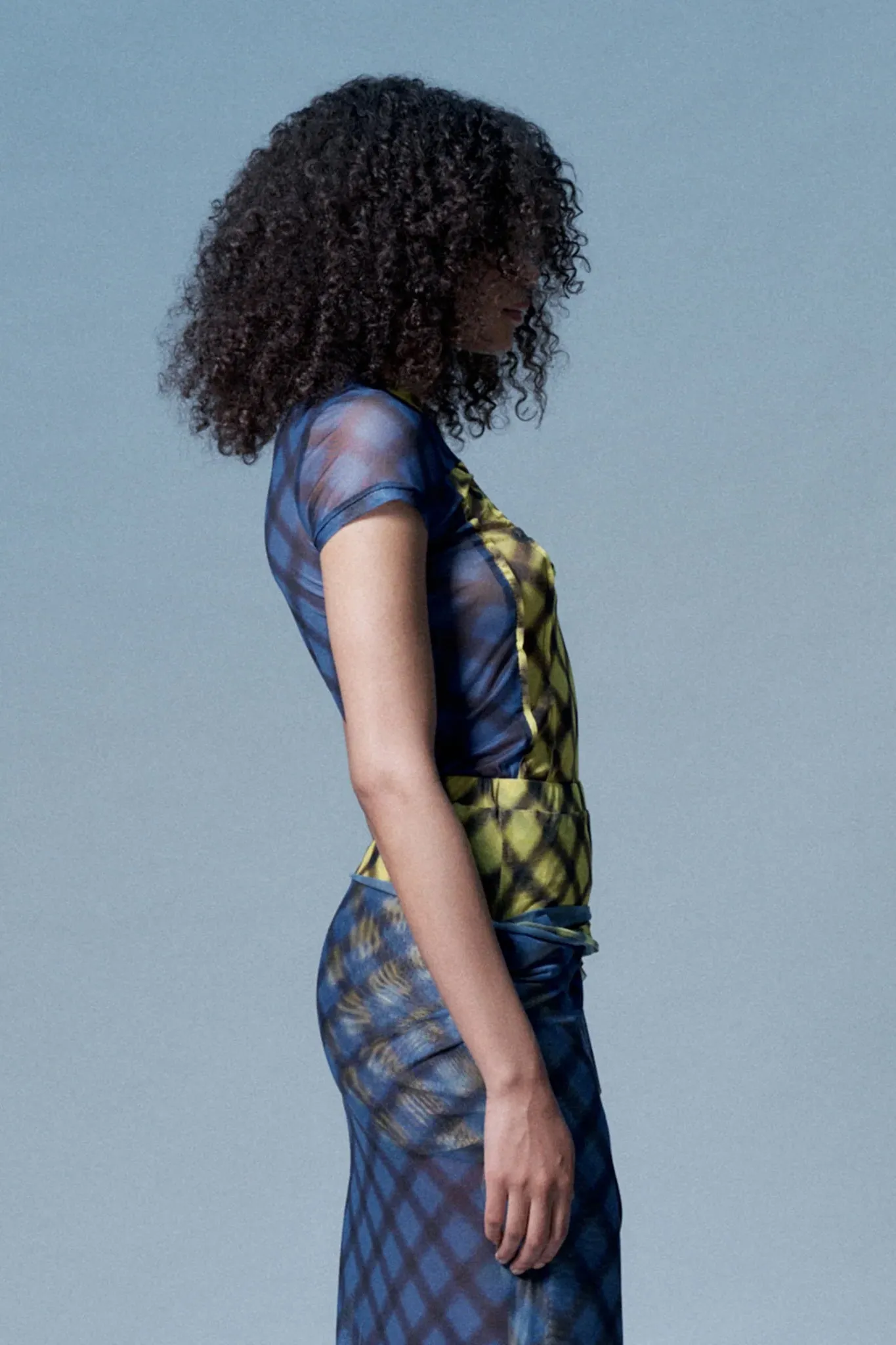 Verner Criss Cross Tee // Blue & Yellow