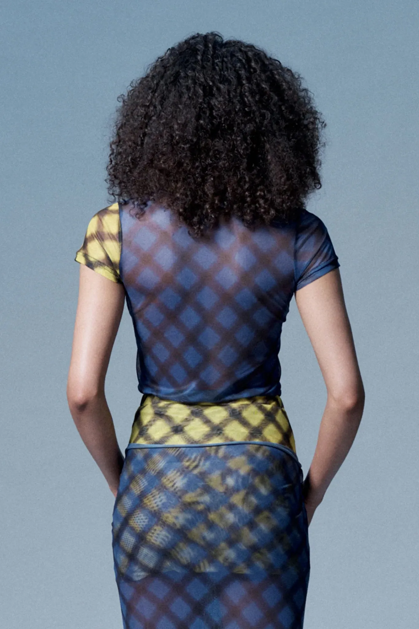 Verner Criss Cross Tee // Blue & Yellow