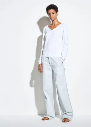 VINCE - Double Vee Pullover in Optic White