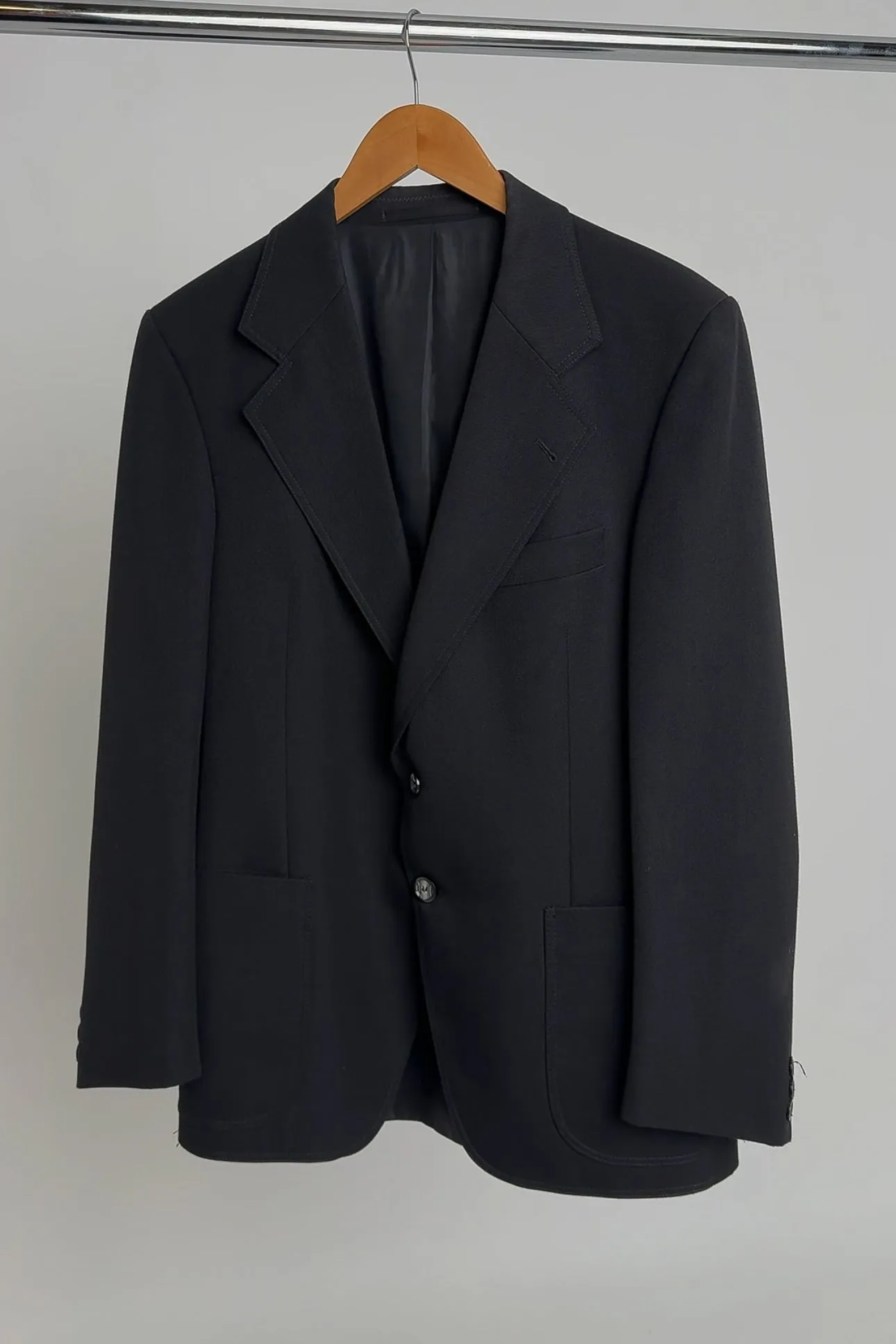 Vintage Onyx Wool Blend Patch Pocket Blazer