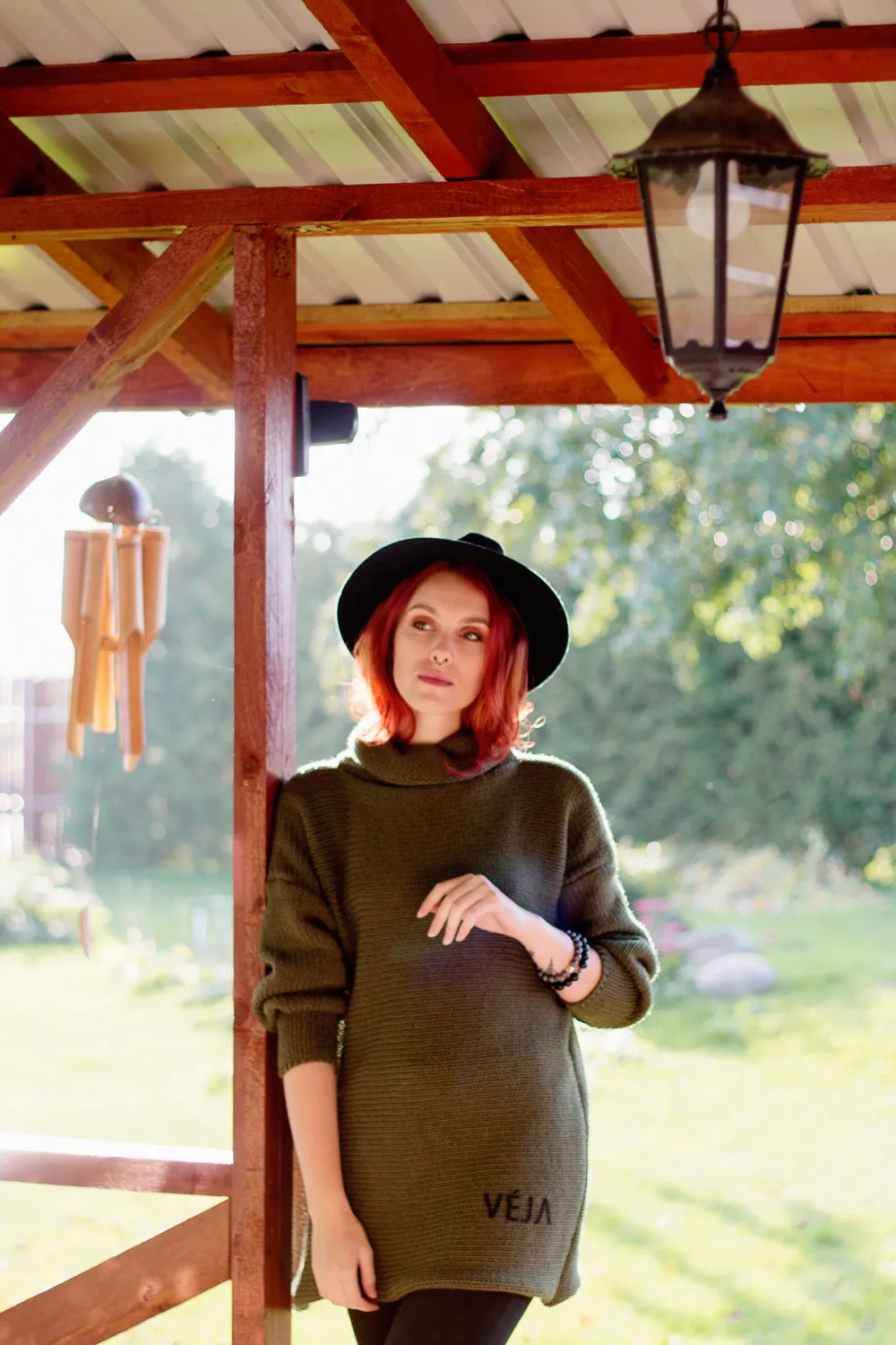 Warm long wool sweater Urban birds | VÉJA