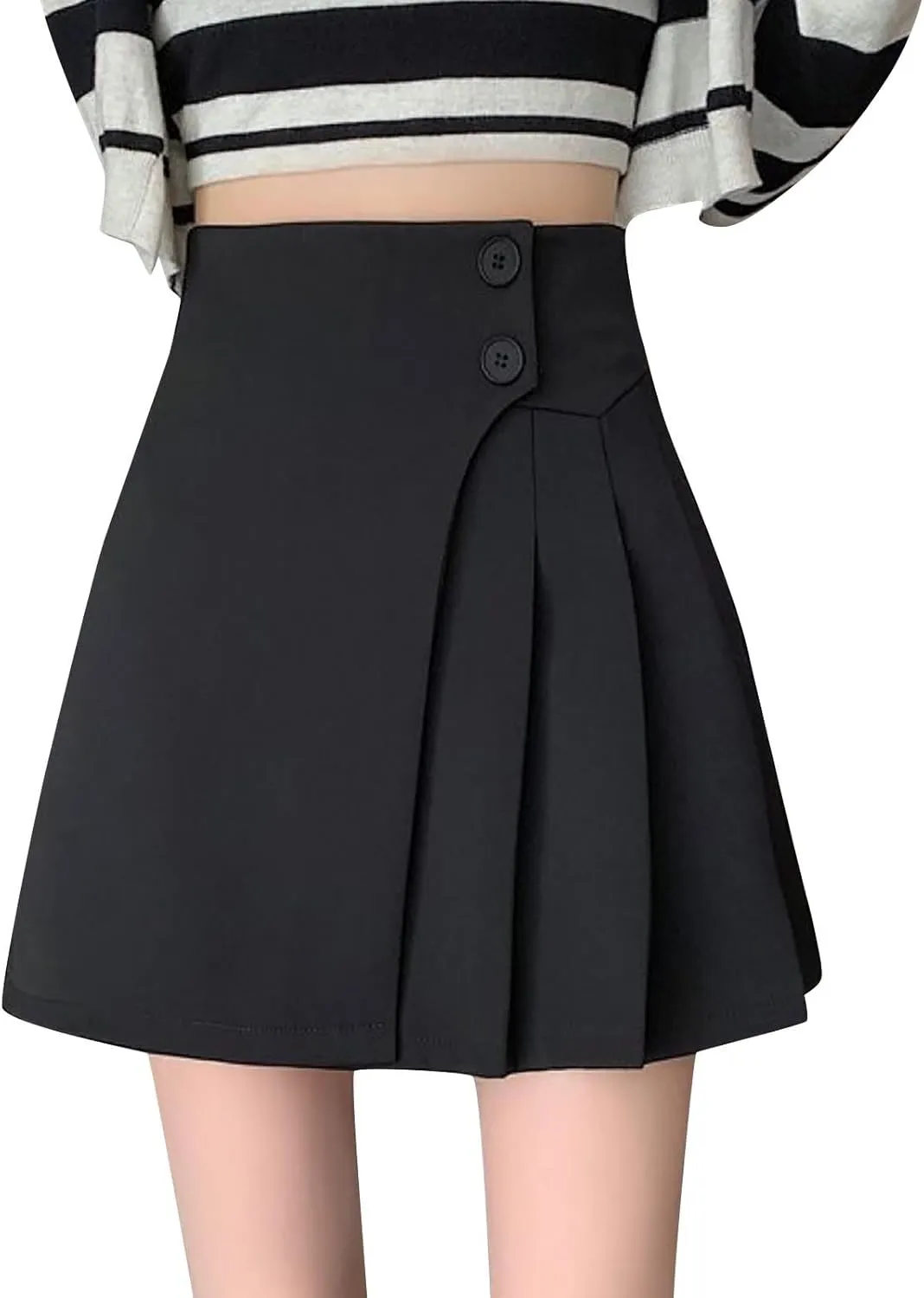 Womens Girl High Waisted Pleated Skirts A-Line Mini Skirt with Pockets School Uniform Y2K Skorts Preppy Clothes