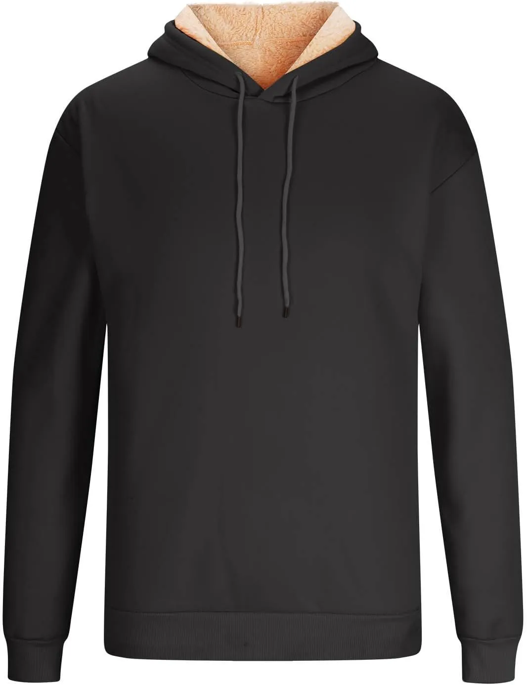 XUNRYAN Hoodies for Men Heavyweight Fleece Sweatshirt Thick Pullover Warm Hooded Sherpa Jackets Long Sleeve Shirts Outerwear